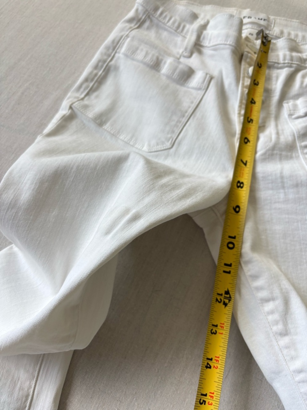FRAME Le Bardot Crop Flare Jeans White Blanc Mid Rise Size 25 - Picture 8 of 10